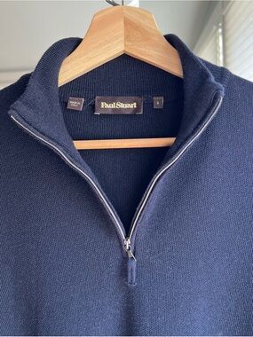 Paul Stuart Men's Navy Zip Mock-Collar Sweater